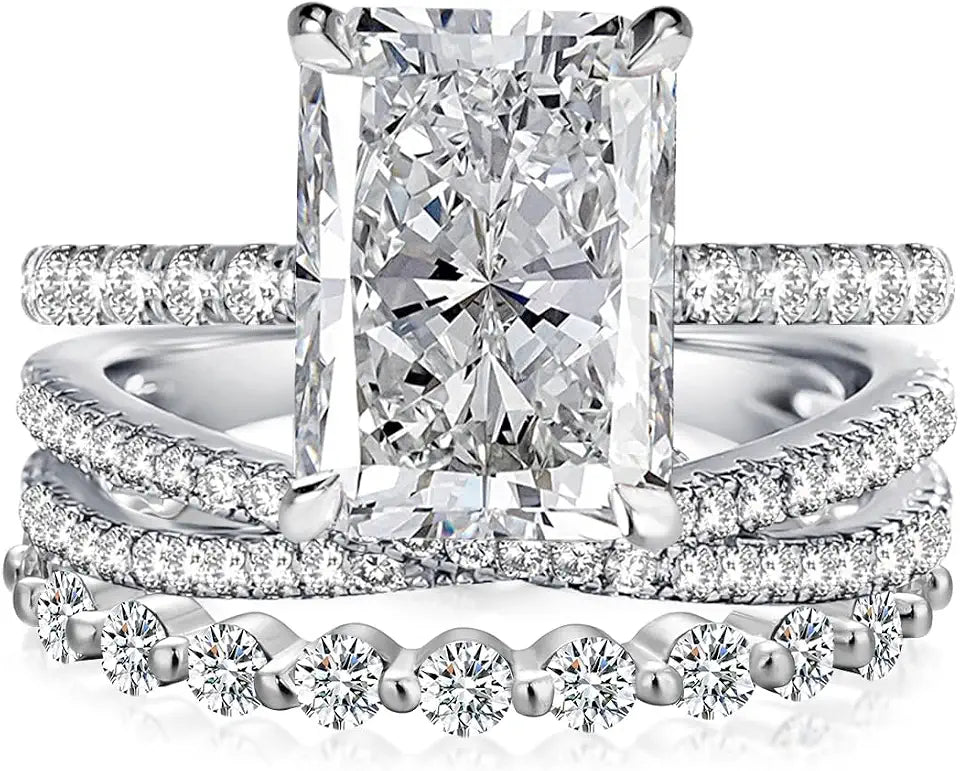 18K White Gold-Plated Sterling Silver Cubic Zirconia Wedding Band