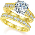 14K Yellow Gold-Plated Sterling Silver Moissanite Ring