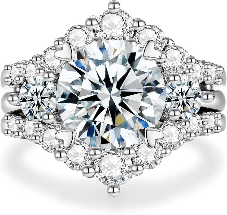 Sterling Silver Round Moissanite Engagement Ring