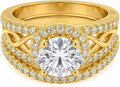 Gold-Tone Round Moissanite Engagement Ring