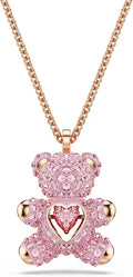 Rose Gold-Tone Crystal Teddy Bear Necklace