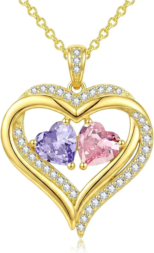 Gold-Tone Birthstone Heart Necklace