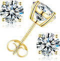 18K White Gold-Plated Sterling Silver Round Moissanite Stud Earrings