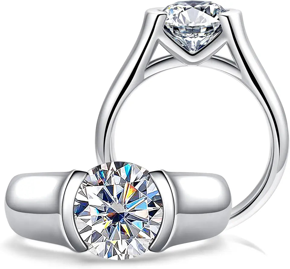 Moissanite Solitaire Engagement Ring, 9 mm