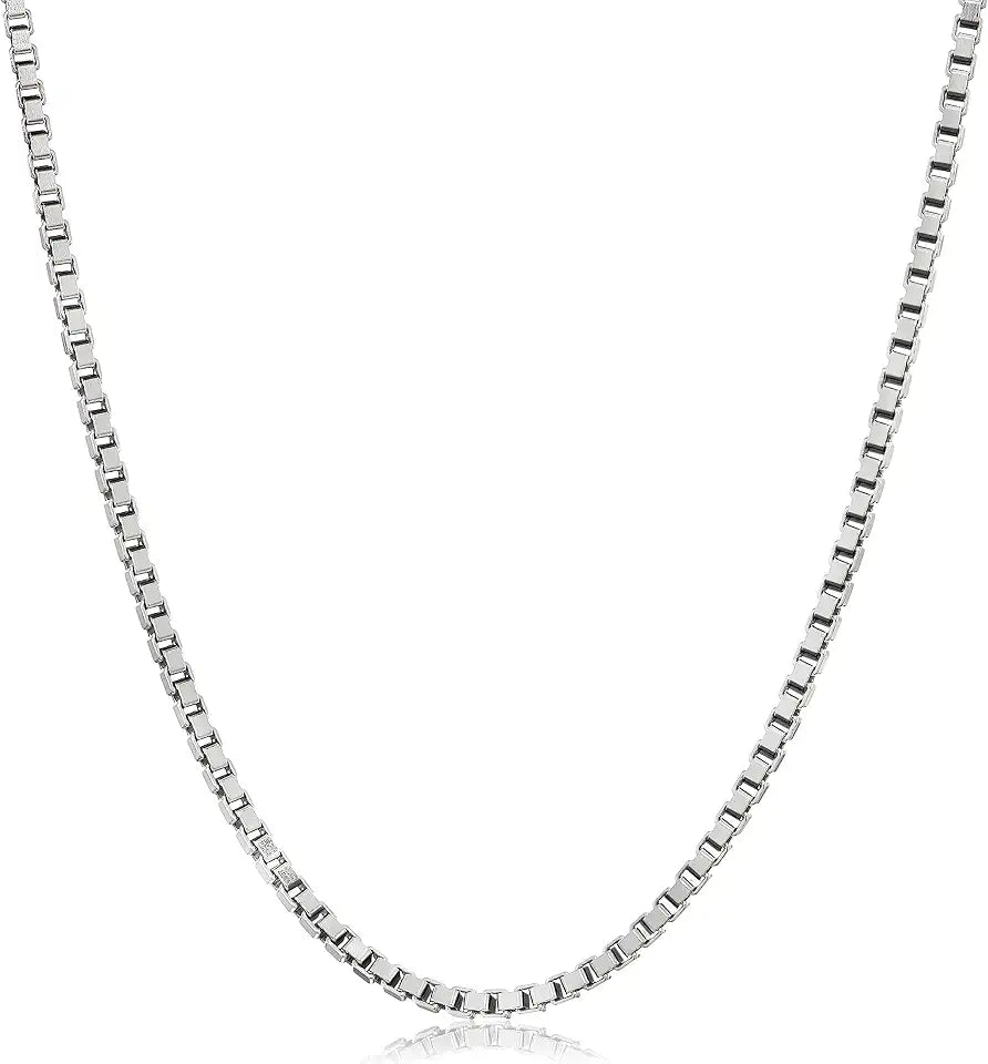 Sterling Silver Box Chain Necklace, 2.5MM