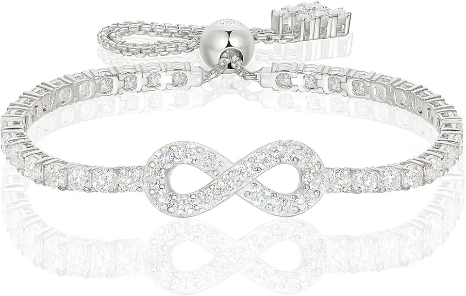 Gold-Tone Sterling Silver Moissanite Tennis Infinity Bracelet