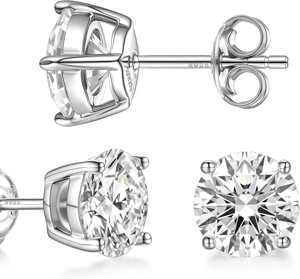 Gold-Tone Sterling Silver Moissanite Stud Earrings