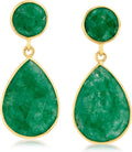 Gold-Tone Emerald Drop Earrings