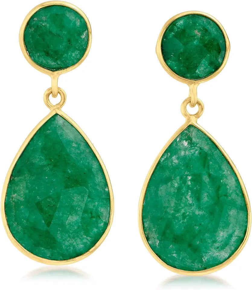 Gold-Tone Emerald Drop Earrings
