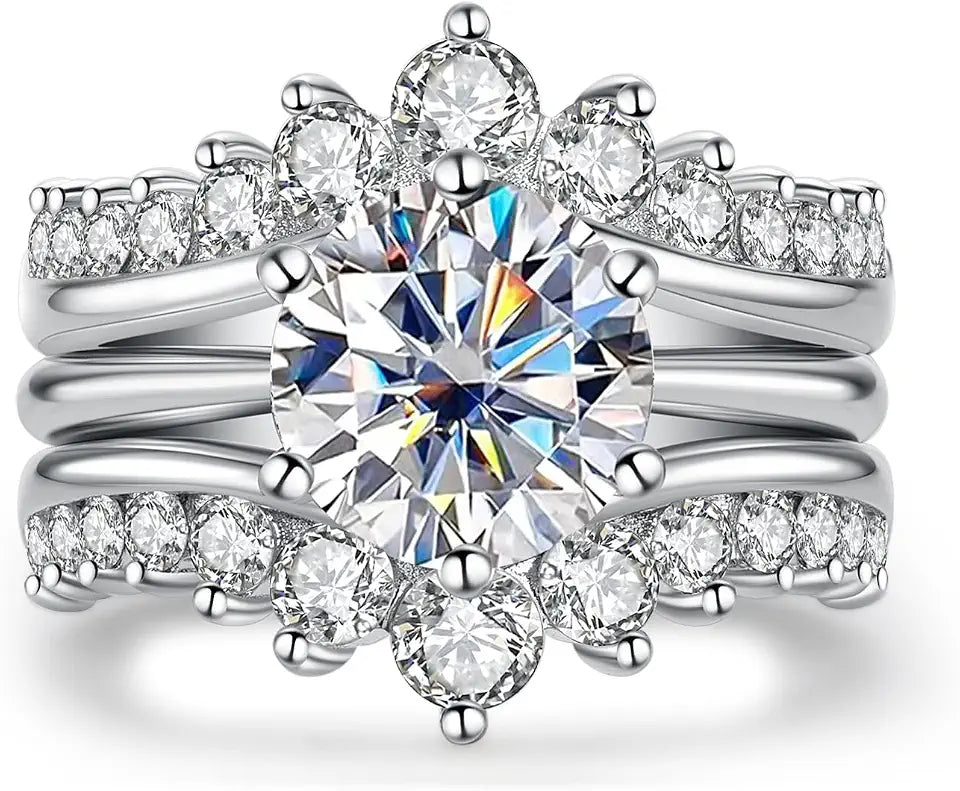 Sterling Silver Oval Moissanite Engagement Ring
