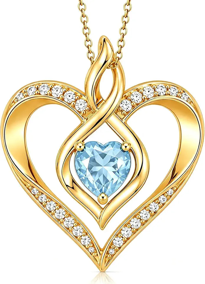 Gold-Tone Birthstone Heart Infinity Necklace