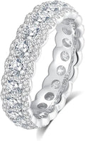 18K White Gold-Plated Sterling Silver Round Moissanite Engagement Ring