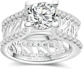 Gold-Tone Sterling Silver Round Moissanite Engagement Ring