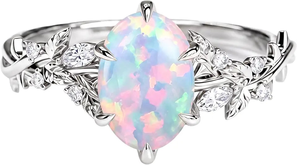 Sterling Silver Oval Moissanite Engagement Ring