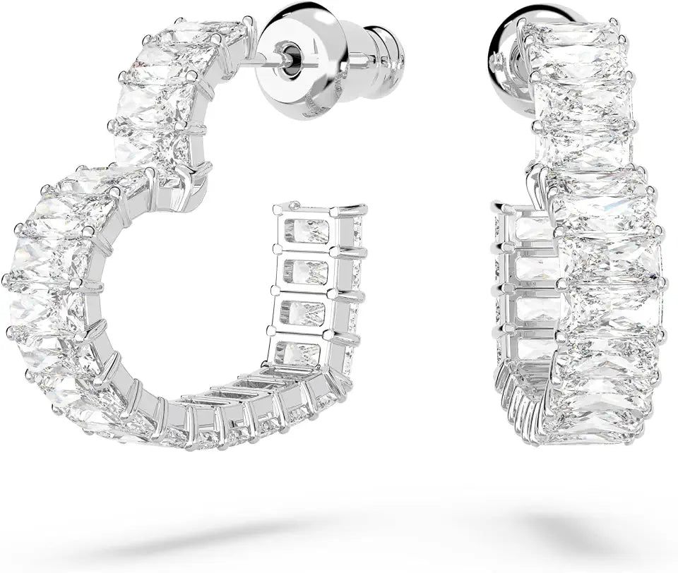 Gold-Tone Crystal Hoop Heart Earrings