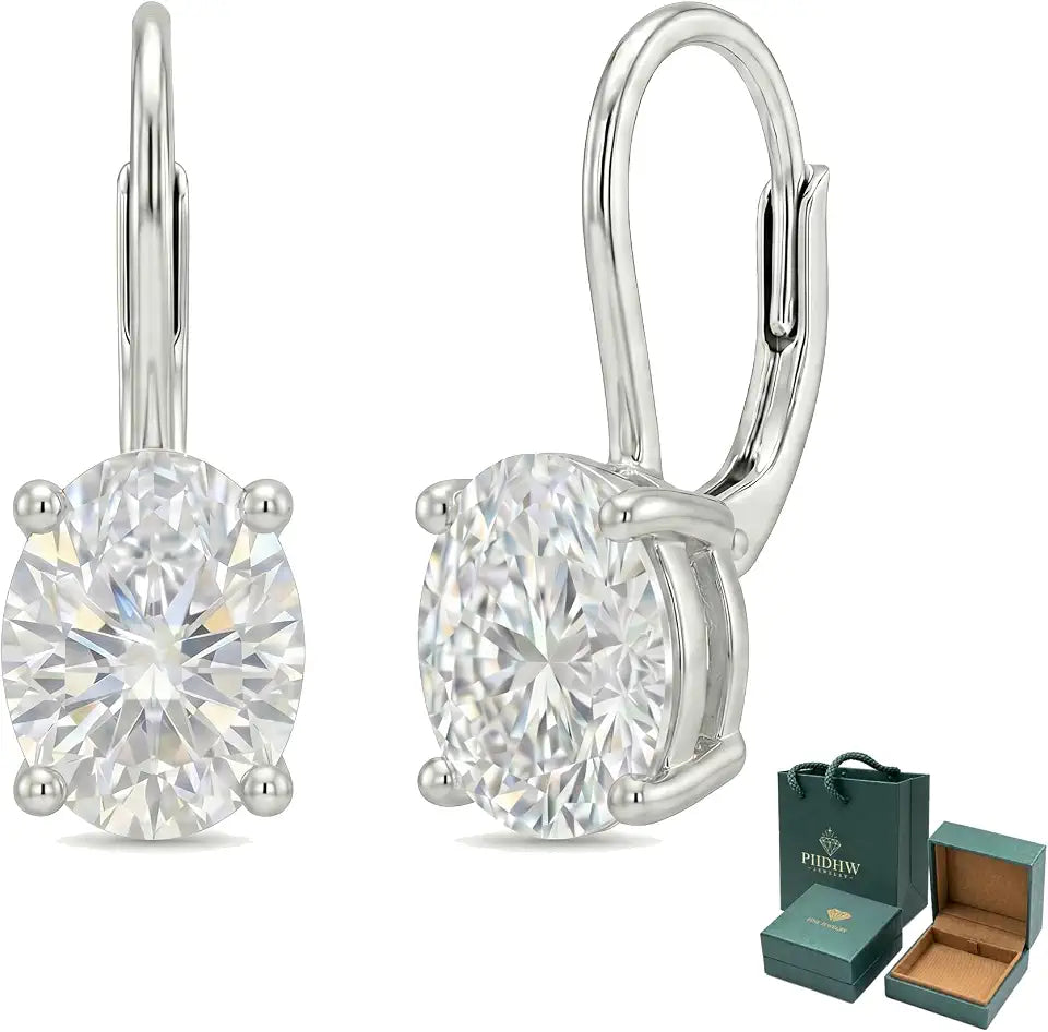 18K White Gold-Plated Sterling Silver Moissanite Drop Earrings