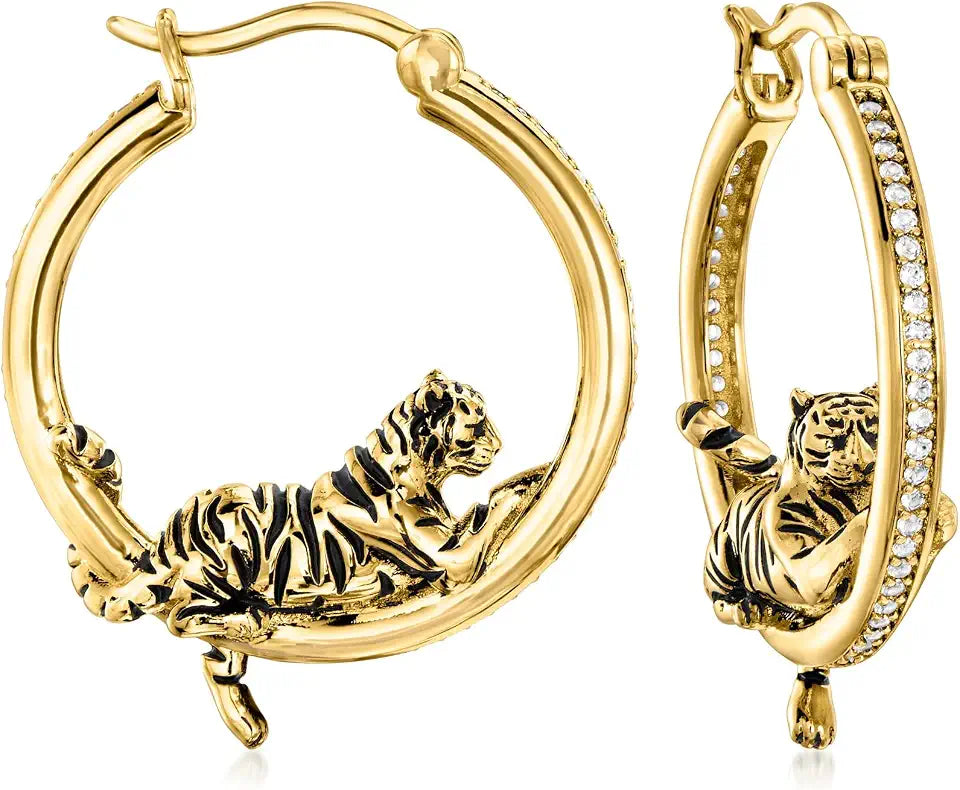Gold-Tone Topaz Hoop Earrings