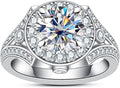 Sterling Silver Moissanite Halo Engagement Ring