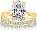 14K Yellow Gold-Plated Sterling Silver Oval Cubic Zirconia Jewelry Set