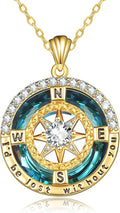 Gold-Tone Sapphire Compass Necklace