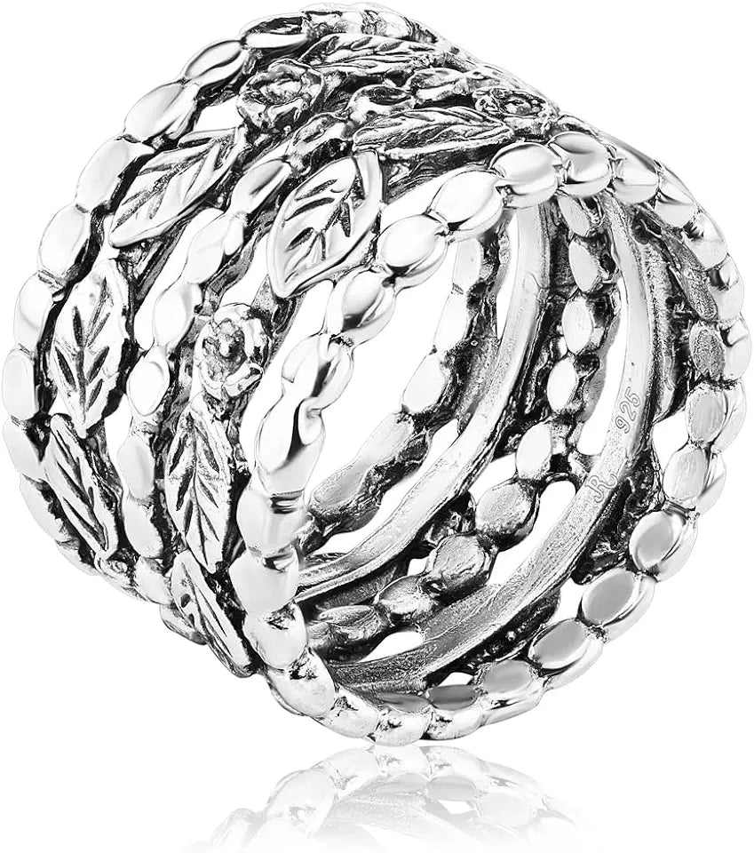Sterling Silver Floral Multi-Strand Ring