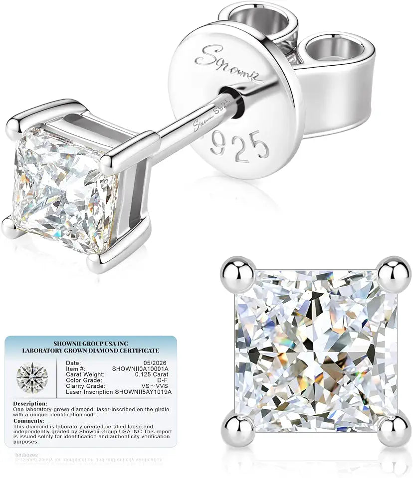 Square Lab-Grown Diamond Stud Earrings