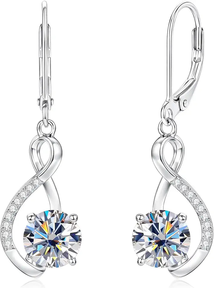 Sterling Silver Moissanite Drop Infinity Earrings