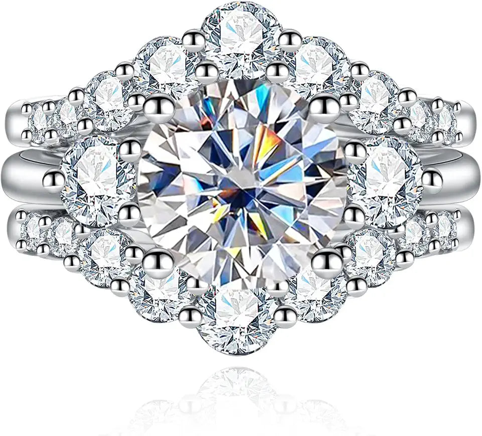 Sterling Silver Moissanite Engagement Ring