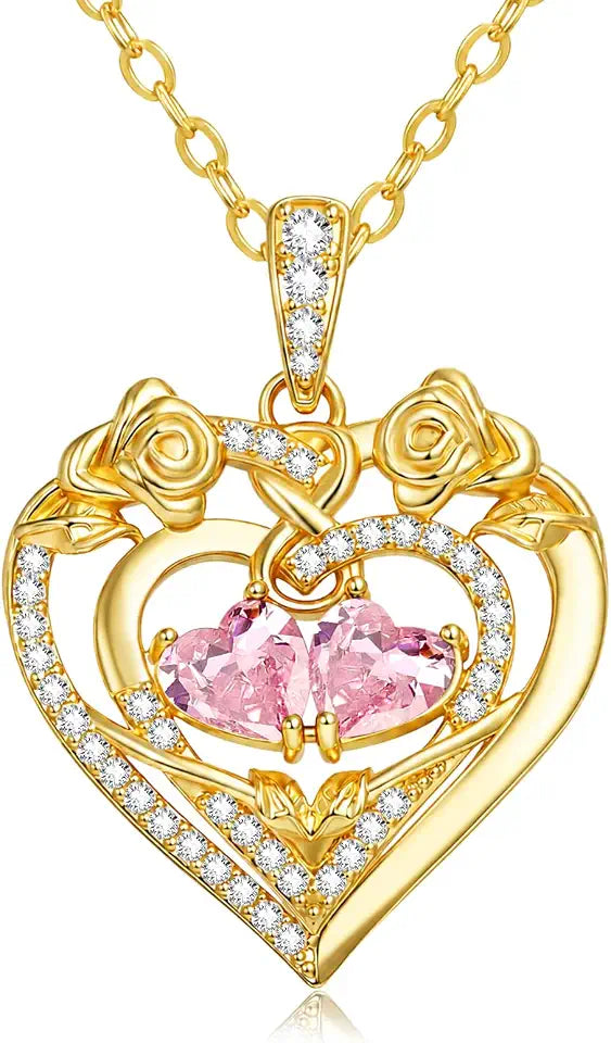 Gold-Tone Birthstone Heart Necklace
