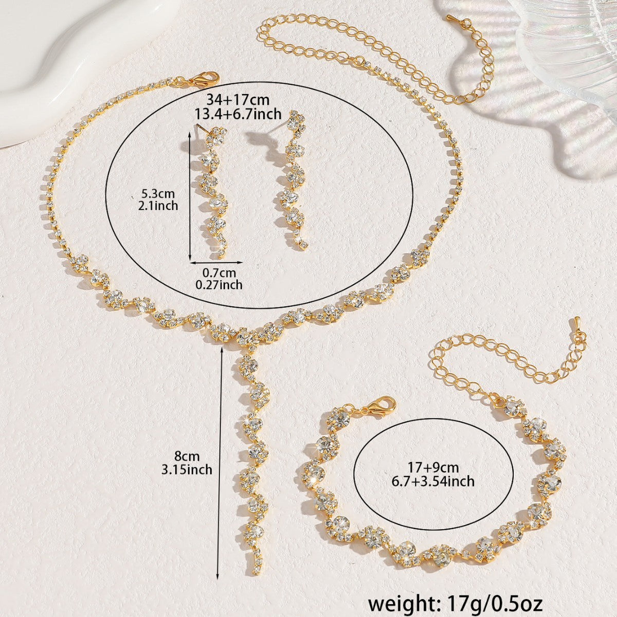 Wedding Jewelry Set for Women, Necklace — alternate angle