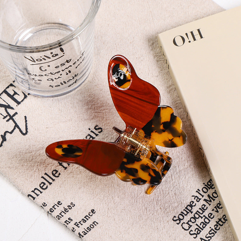 Tortoiseshell cellulose acetate butterfly hair claw clip