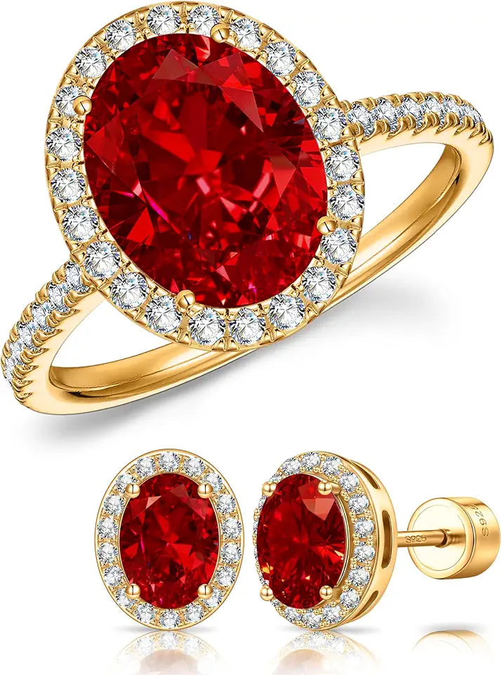Created Ruby Stud Earrings