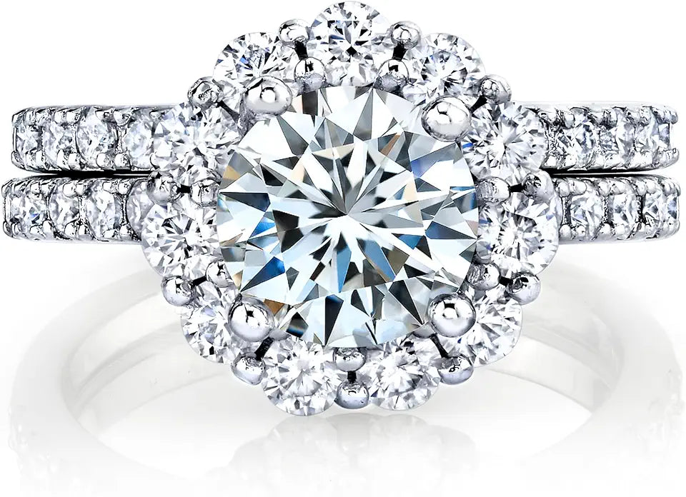 Round Moissanite Halo Engagement Ring
