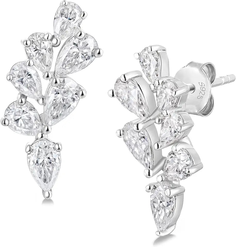 Sterling Silver Moissanite Stud Earrings, 20mm