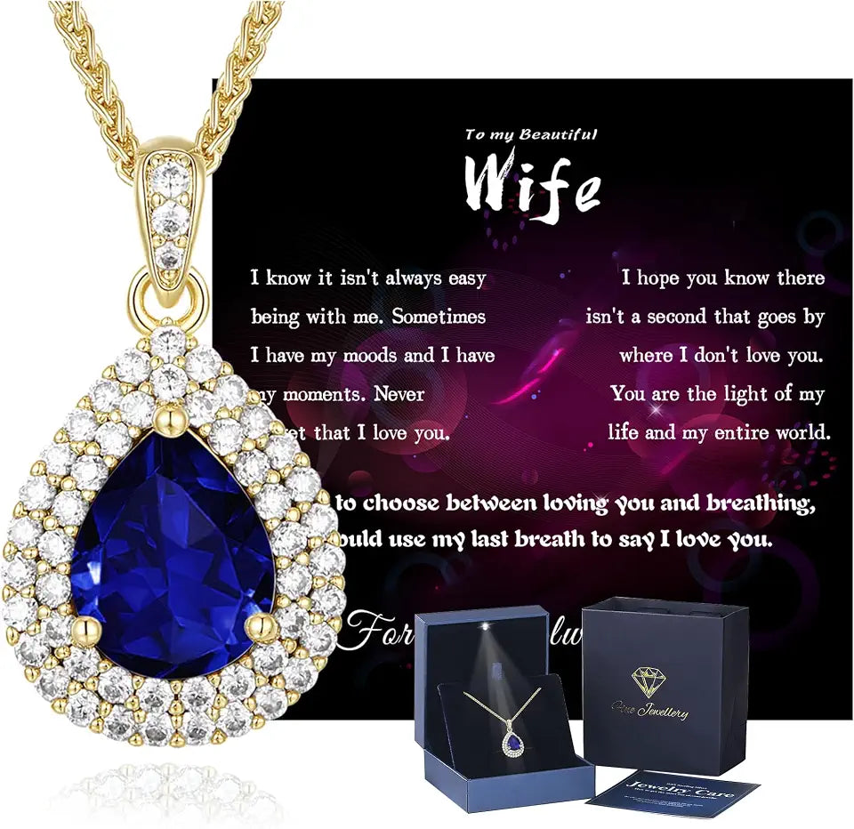 18K Yellow Gold-Plated Teardrop Birthstone Necklace