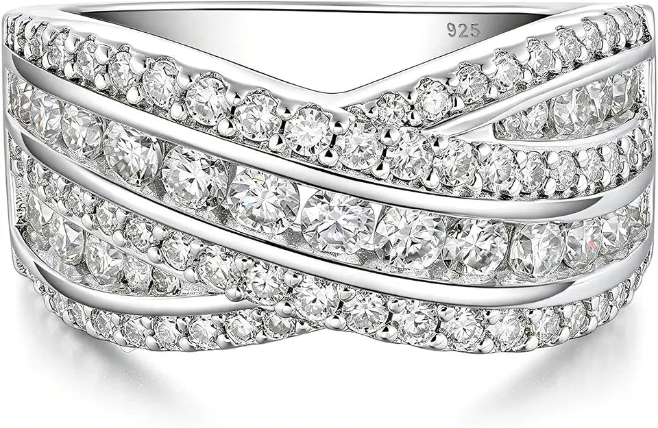 Sterling Silver Moissanite Wedding Band