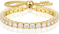 18K White Gold-Plated Sterling Silver Round Moissanite Tennis Bracelet, 4mm