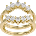 Gold-Tone Sterling Silver Round Moissanite Halo Ring