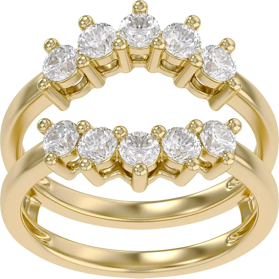 Gold-Tone Sterling Silver Round Moissanite Halo Ring