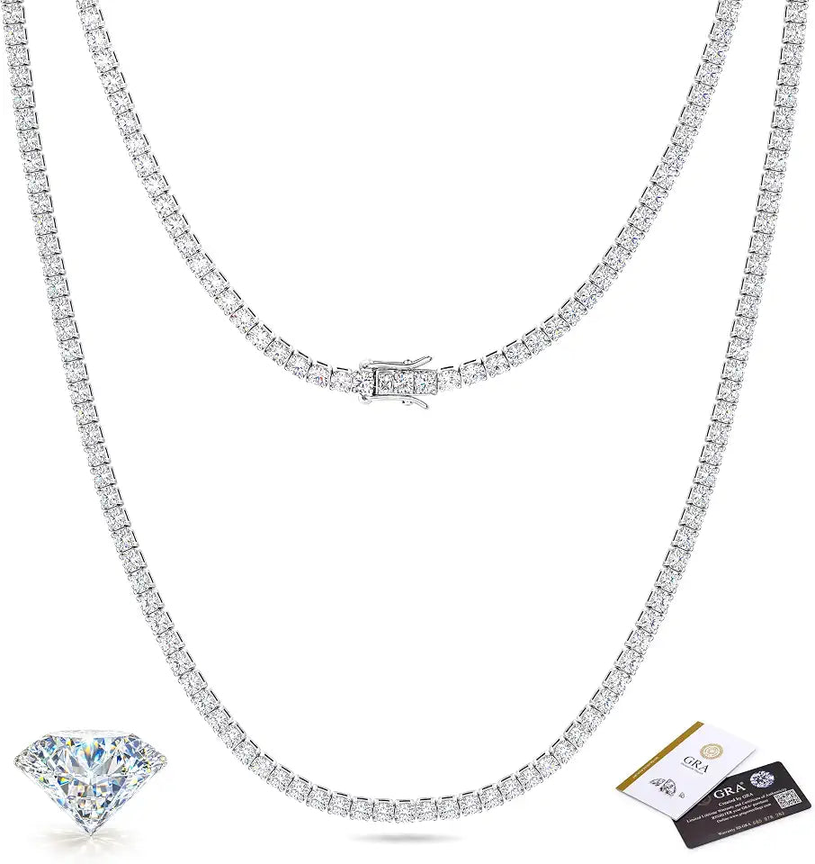Moissanite Tennis Necklace, 3mm
