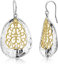 Gold-Tone Sterling Silver Teardrop Drop Earrings