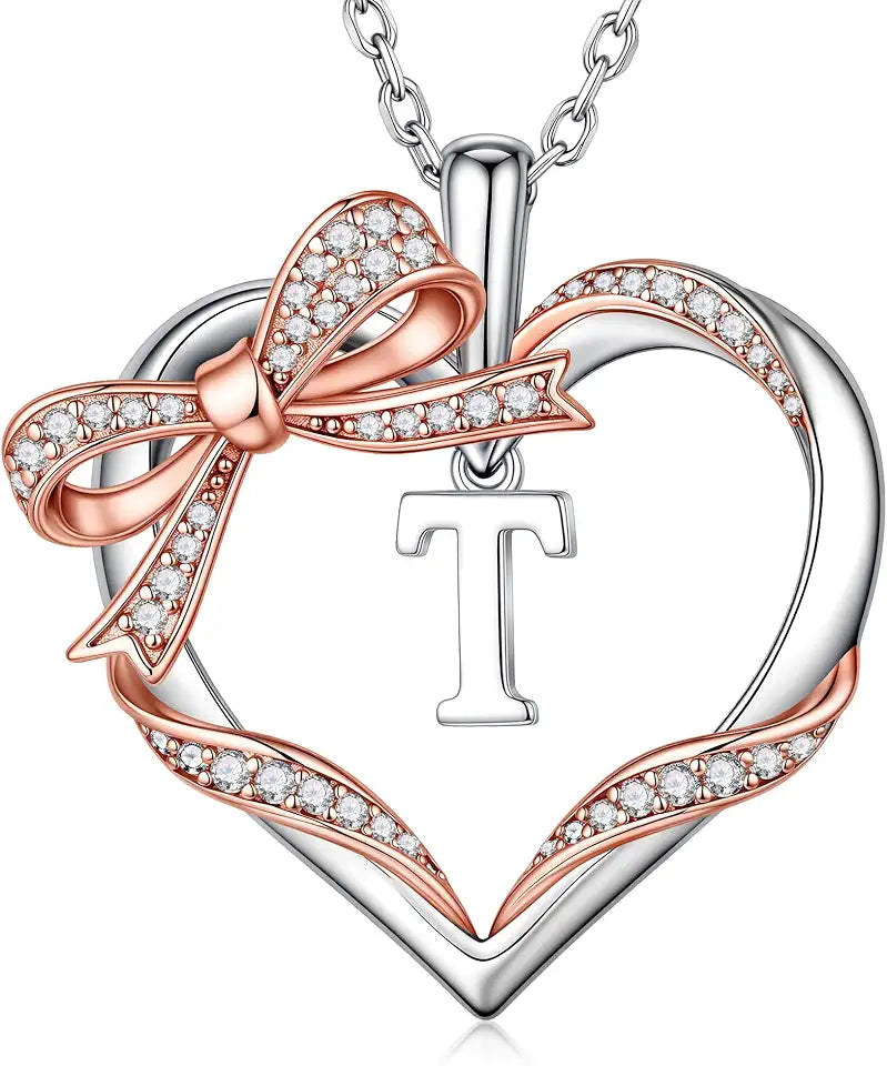 Sterling Silver Heart Initial Necklace