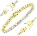 White Gold-Plated Sterling Silver Round Moissanite Tennis Bracelet