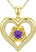 Gold-Tone Birthstone Heart Necklace, 23mm