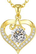 18K Gold-Plated Moissanite Heart Initial Necklace