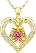 Gold-Tone Birthstone Heart Necklace, 23mm