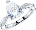 Sterling Silver Teardrop Moissanite Engagement Ring