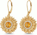 Gold-Tone Birthstone Drop Sunflower Earrings