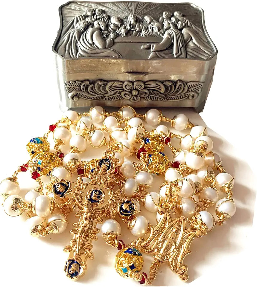 Gold-Plated Pearl Cross Necklace