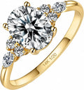 Gold-Tone Sterling Silver Moissanite Engagement Ring with Birthstone